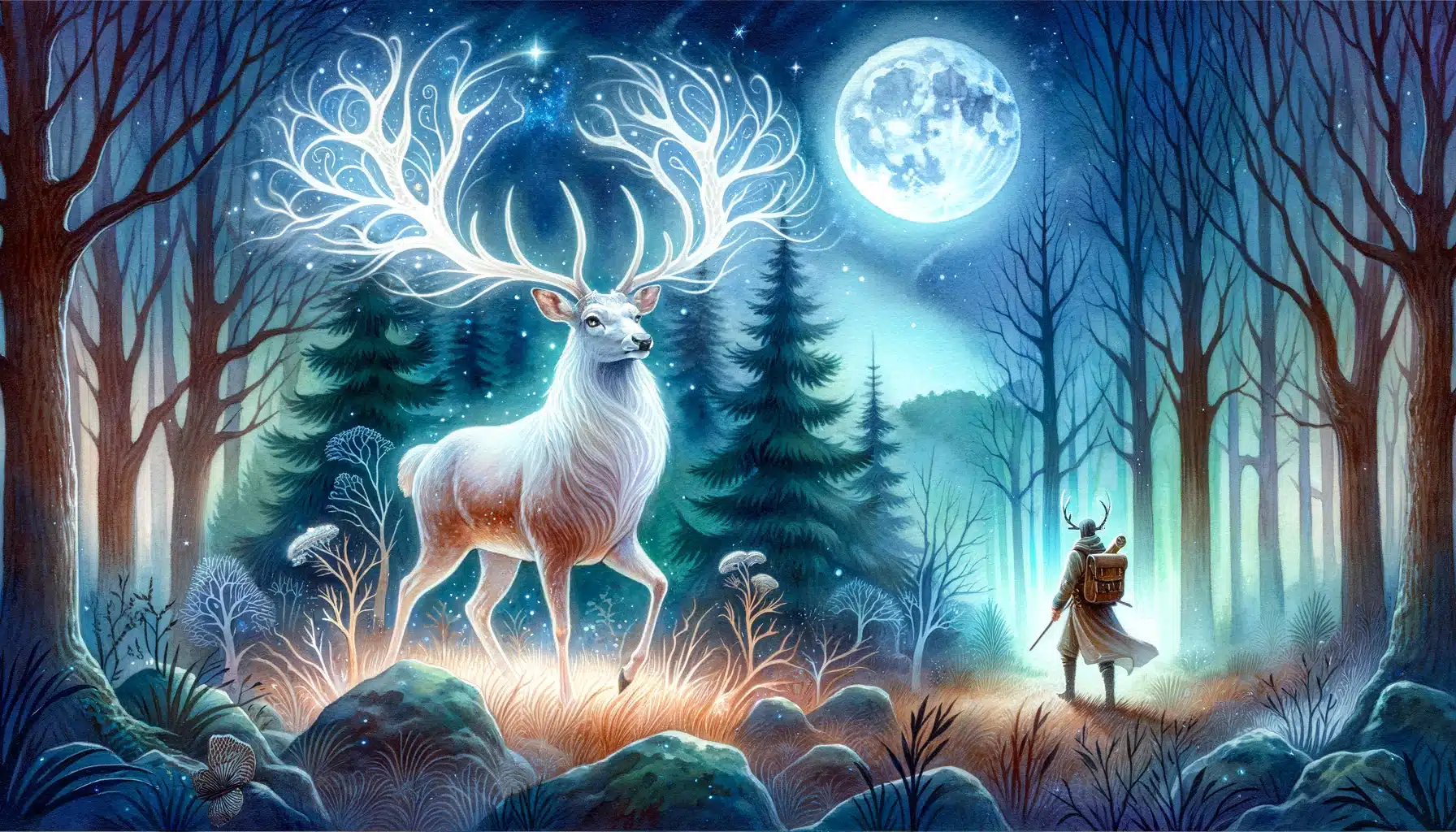 The Celestial Deer offers a boon to those who approach with respect.